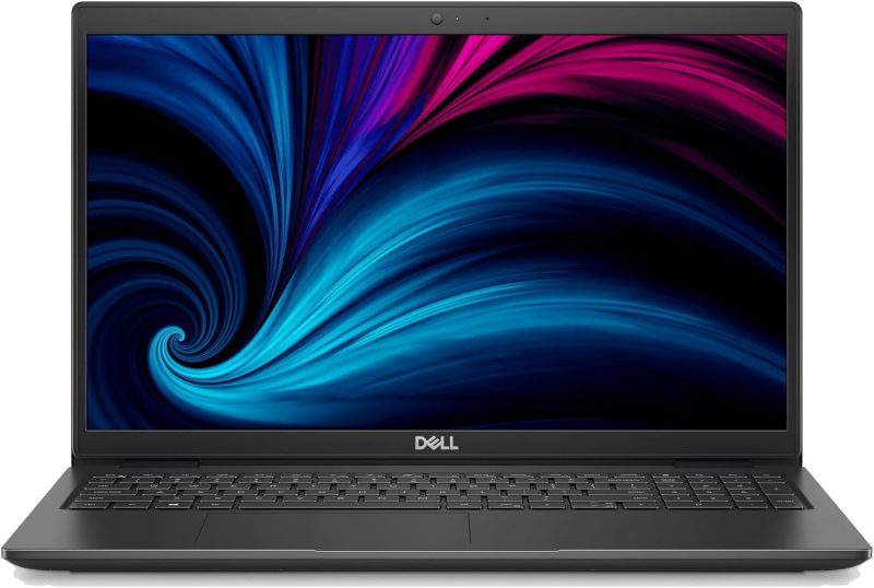 تصویر نمای روبه‌روی لپ‌تاپ Dell Precision 3520 با نمایشگر روشن و بدنه صنعتی