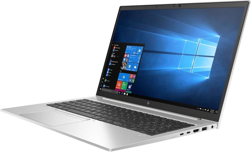 تصویر زاویه کناری: نمای کناری لپ‌تاپ HP EliteBook 850 G7 با پورت‌های USB-C و HDMI