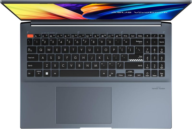 تصویر زاویه کناری لپ‌تاپ VivoBook با طراحی بدنه فلزی