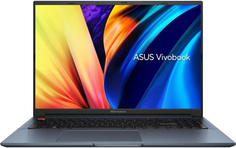 نمای روبروی لپ تاپ Asus VivoBook Pro 16 با نمایشگر روشن