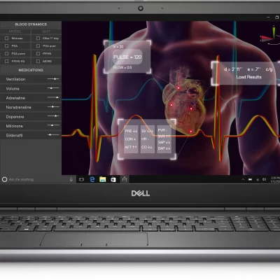 نمای کلی لپ‌تاپ Dell Precision 7550 از زاویه روبرو